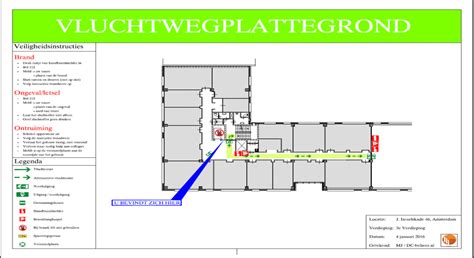 diagram: vrije doorgangen en vluchtroutes