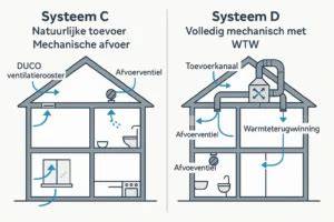 Infographic: Vergelijking Systeem C vs Systeem D en warmteterugwinning