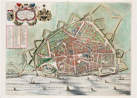 Historische kaart van Nijmegen met de Lange Burchtstraat en de Burchtstraat