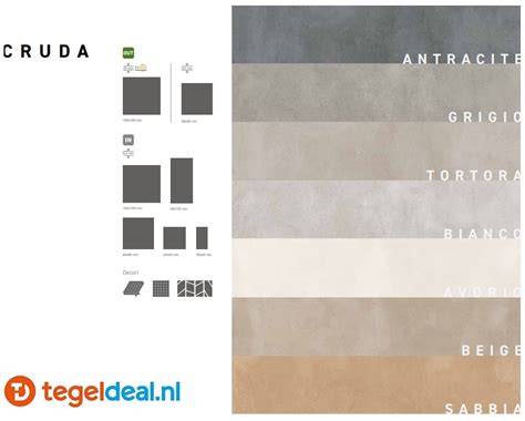 Infographic: 4 kleuren en 2 afmetingen van Sphinx Basilica tegels, 2 mm voeg