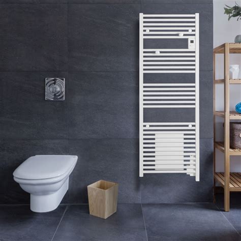 Illustratie van een badkamerradiator met speciale coating die vocht afstoot