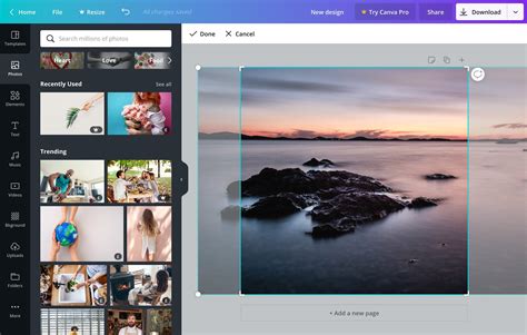 Screenshot van een online tool voor het bijsnijden van fotobehang, waarbij een gebruiker een deel van een afbeelding selecteert.