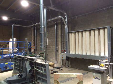 Diagram: Plaatsing en installatie van een centrale stofafzuiging in een werkplaats